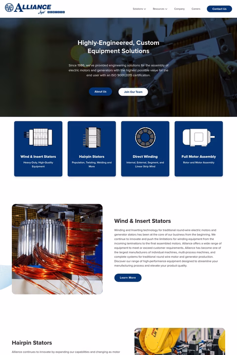 Alliance-Winding-Equipment Homepage 1440px