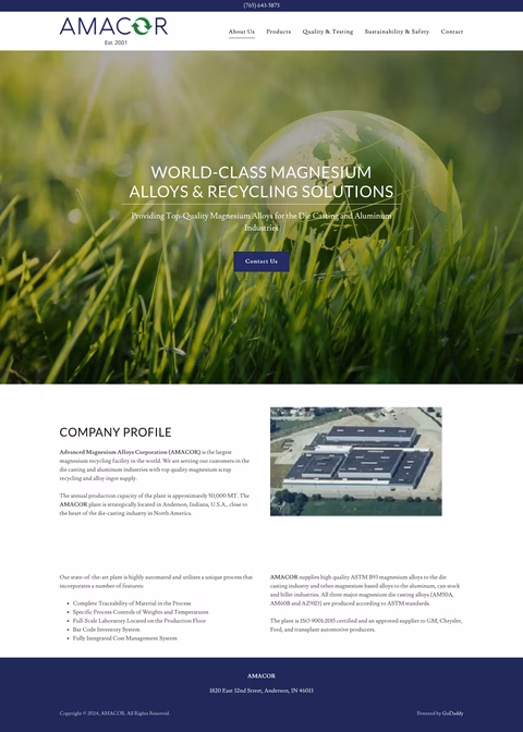 Amacor Homepage 1440px