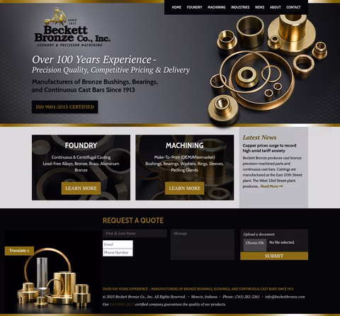 Beckett-Bronze Homepage 1440px