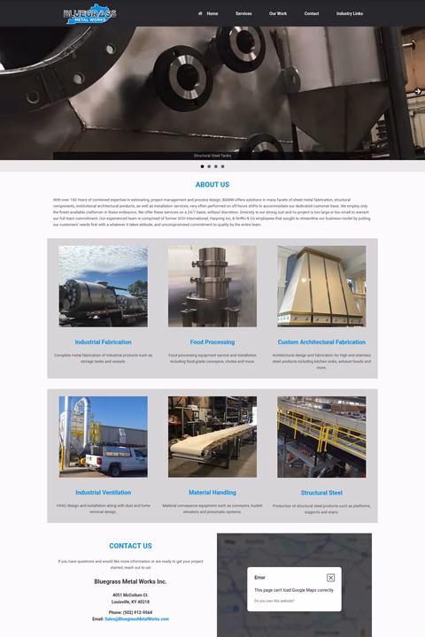 Bluegrass-Metal-Works Homepage 1440px