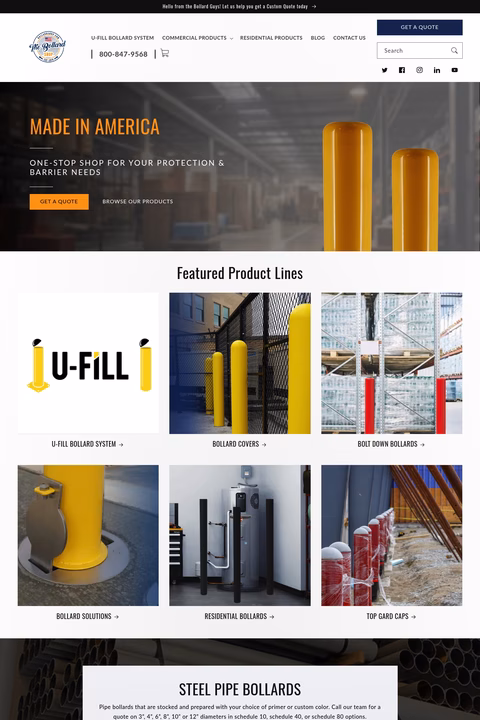 Bollard-Shop Homepage 1440px