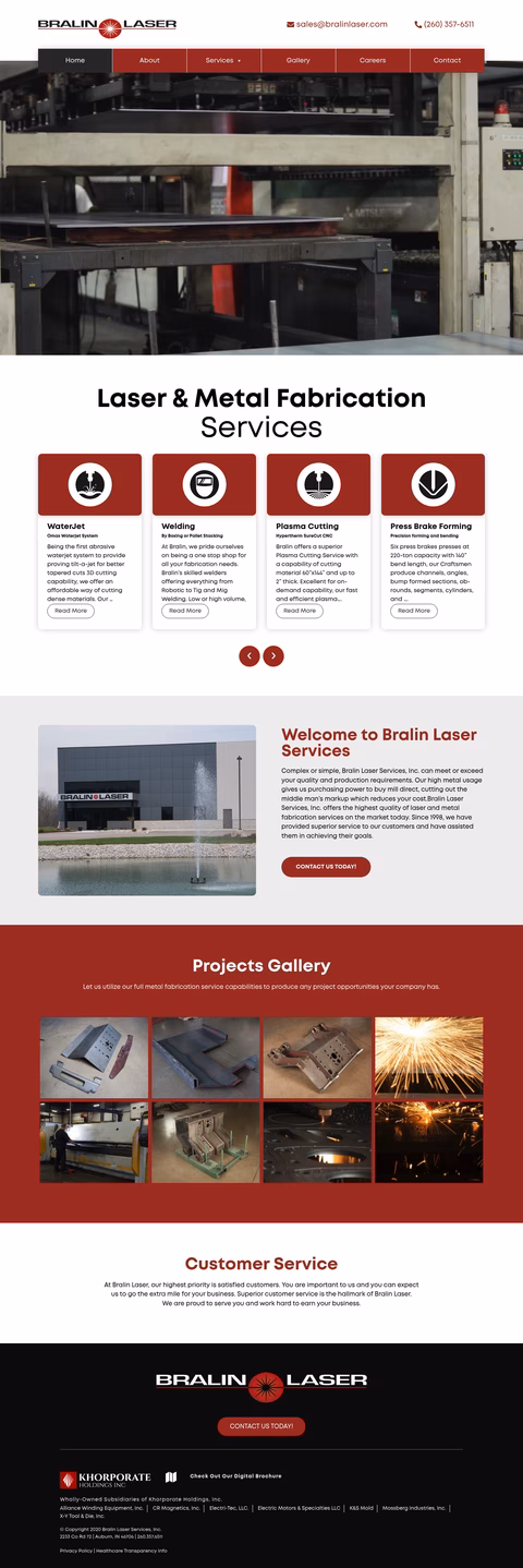 Bralin-Laser-Services Homepage 1440px