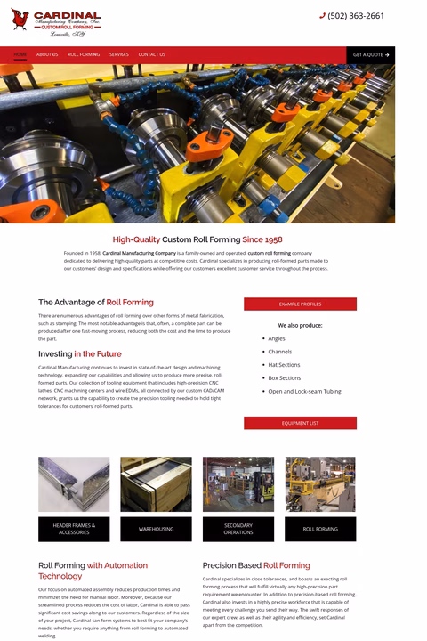 Cardinal-Manufacturing-Company Homepage 1440px