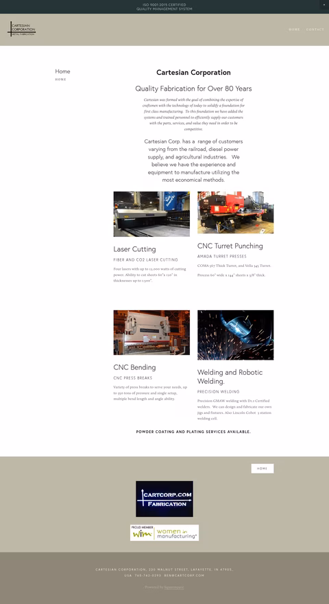 Cartesian-Corporation Homepage 1440px