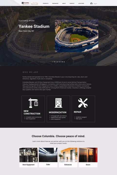 Columbia-Elevator Homepage 1440px