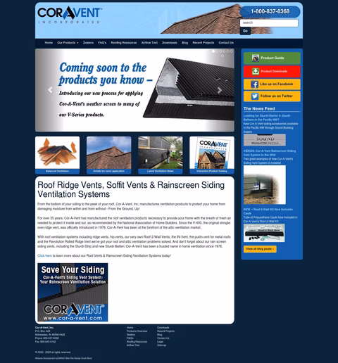 Cor-A-Vent Homepage 1440px