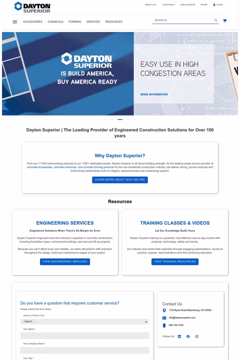 Dayton-Superior Homepage 1440px
