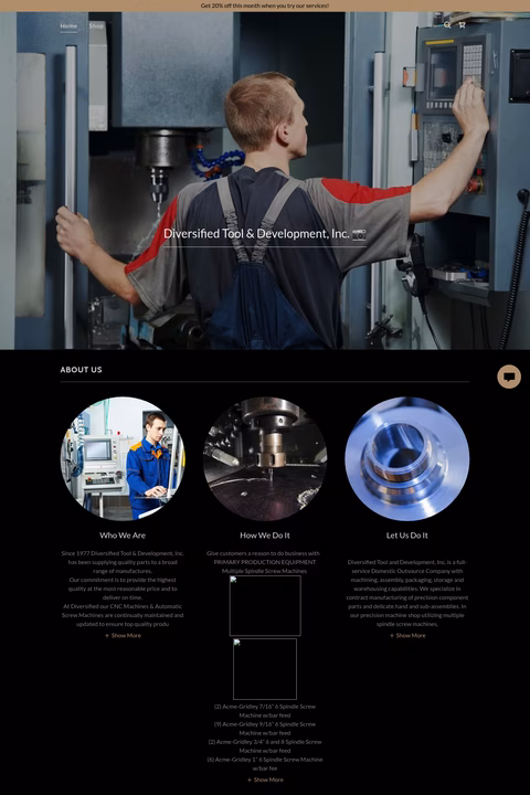 Diversified-Tool-Development Homepage 1440px