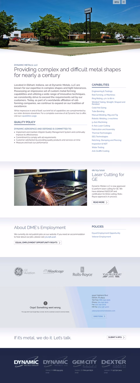 Dynamic-Metals Homepage 1440px
