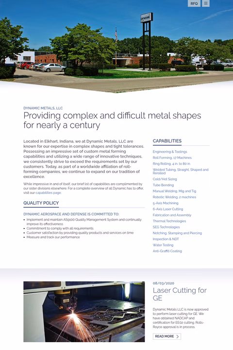 Dynamic-Metals Homepage 1440px