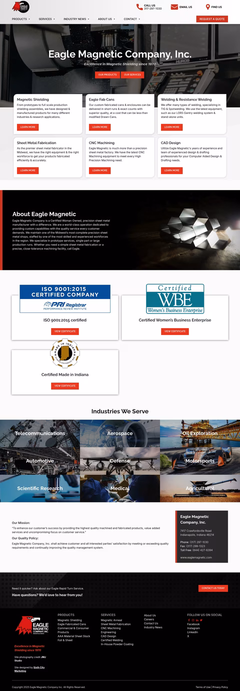 Eagle-Magnetic-Company Homepage 1440px