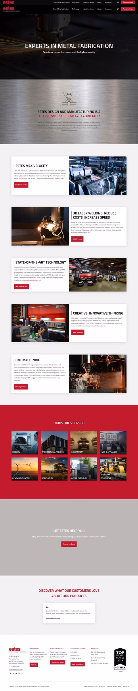 Estes-Design-Manufacturing Homepage 1440px