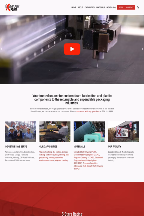 Exemplary-Foam Homepage 1440px