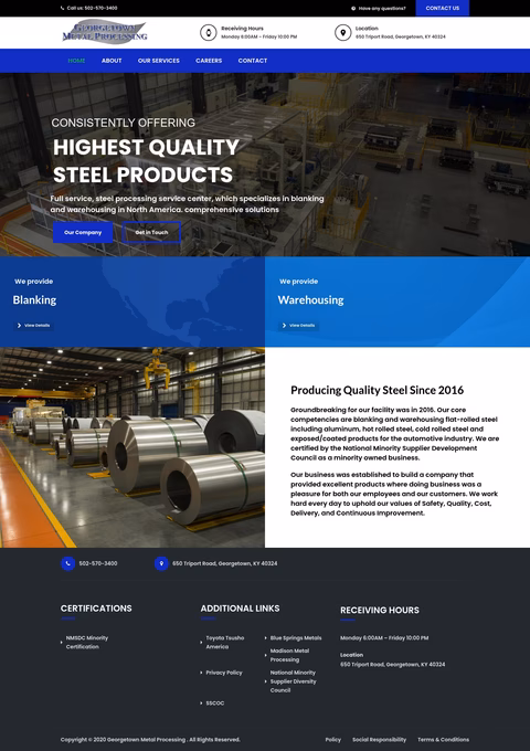 Georgetown-Metal-Processing Homepage 1440px