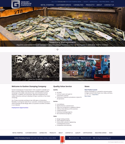 Goshen-Stamping Homepage 1440px