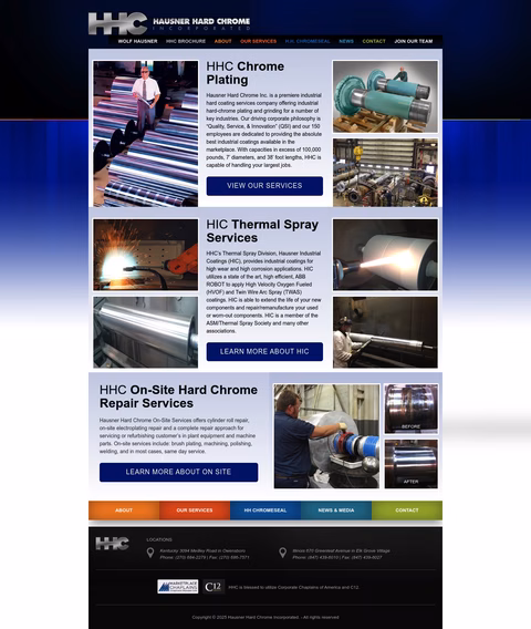 Hausner-Hard-Chrome-Inc Homepage 1440px