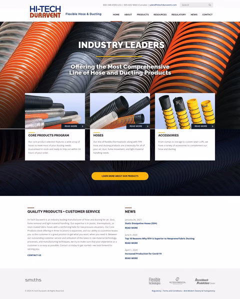 Hi-Tech-Duravent Homepage 1440px