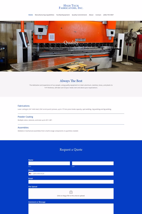 High-Tech-Fabricators Homepage 1440px