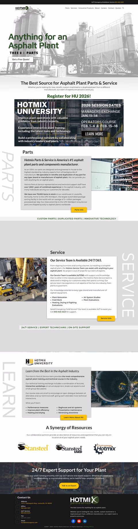 Hotmix-Parts-Service Homepage 1440px