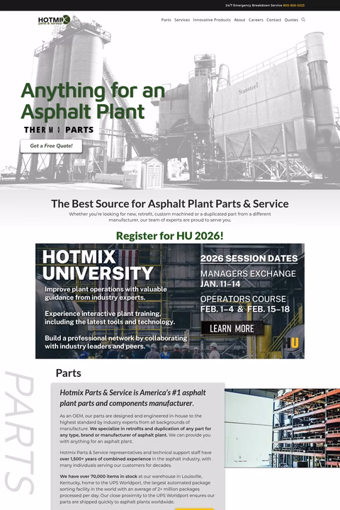 Hotmix-Parts-Service Homepage 1440px