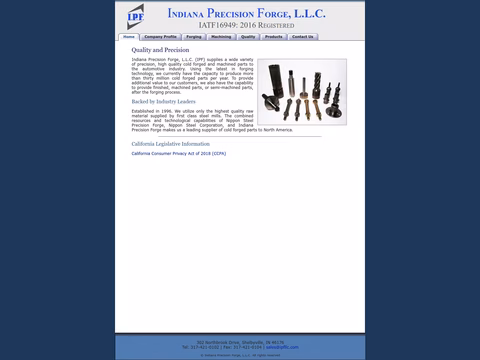 Indiana-Precision-Forge Homepage 1440px