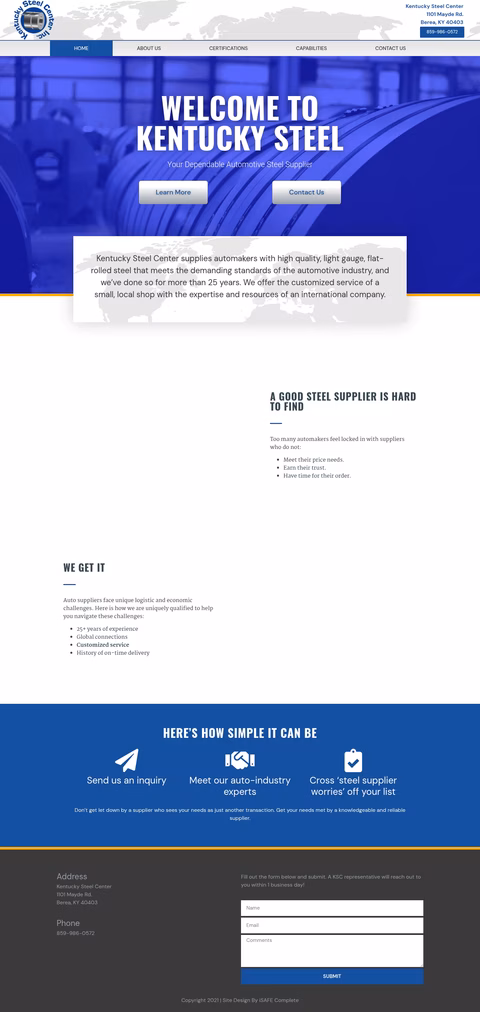 Kentucky-Steel-Center Homepage 1440px