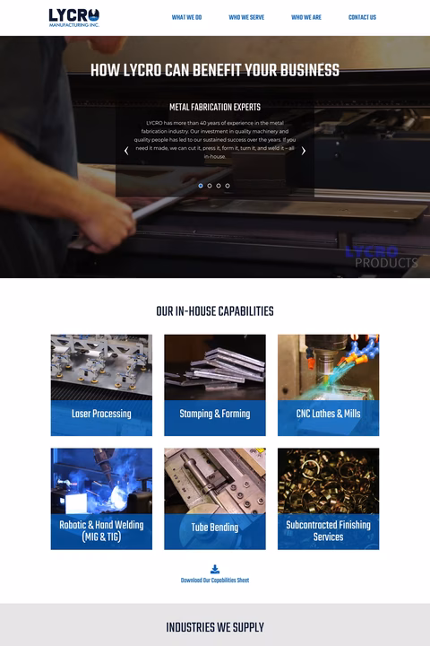 Lycro-Manufacturing Homepage 1440px