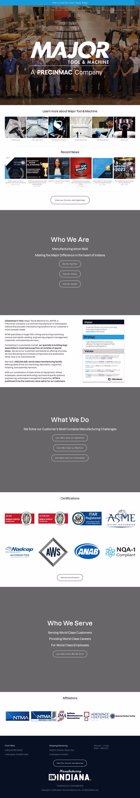 Major-Tool-Machine Homepage 1440px