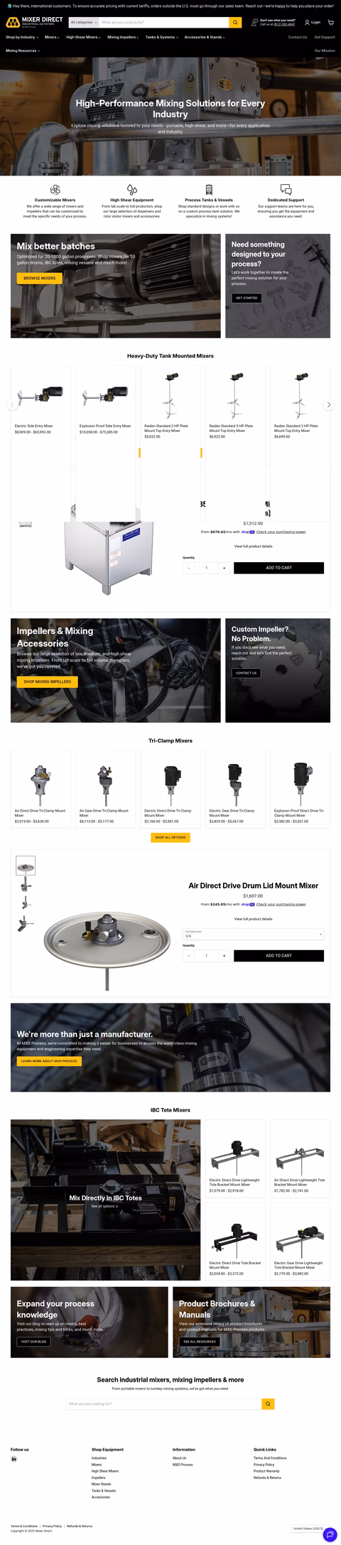 Mixer-Direct Homepage 1440px