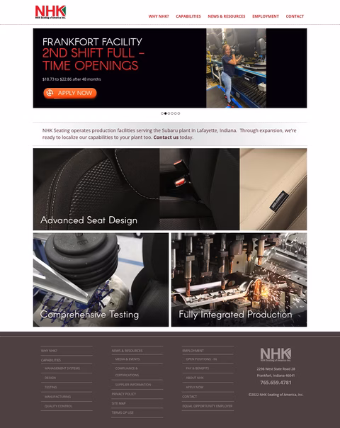 Nhk-Seating-Of-America Homepage 1440px