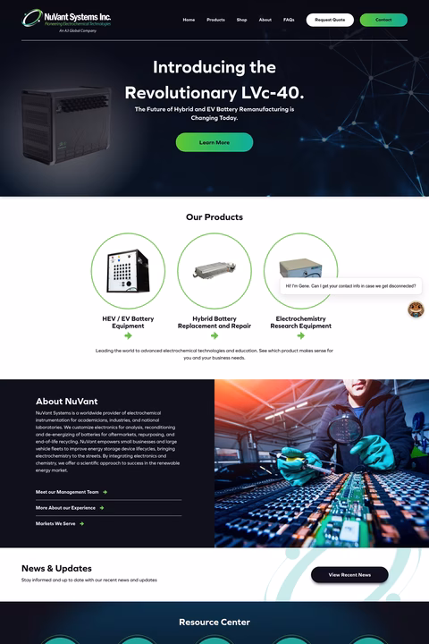Nuvant-Systems Homepage 1440px