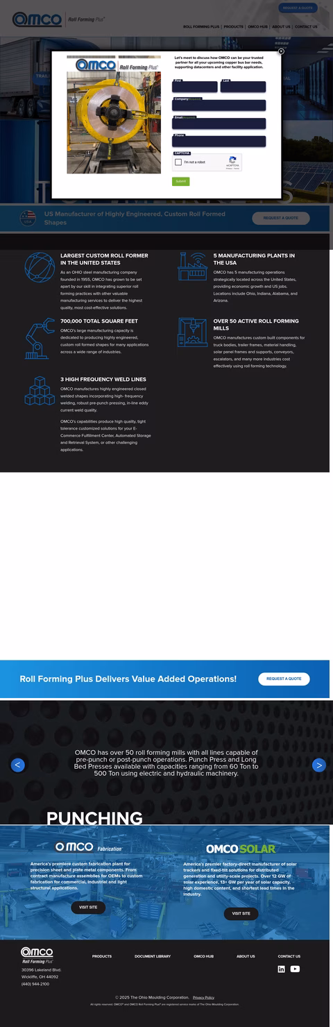 Omco-Roll-Forming Homepage 1440px