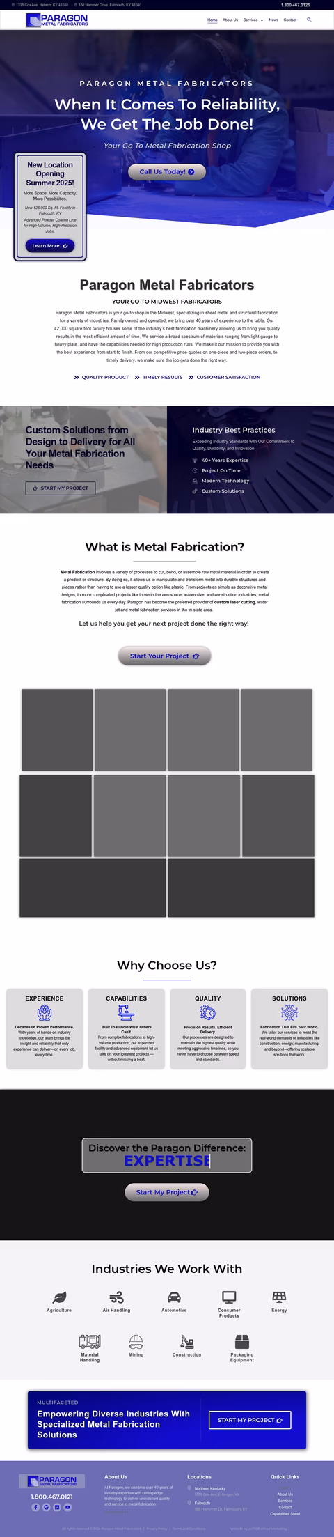 Paragon-Metal-Fabricators Homepage 1440px