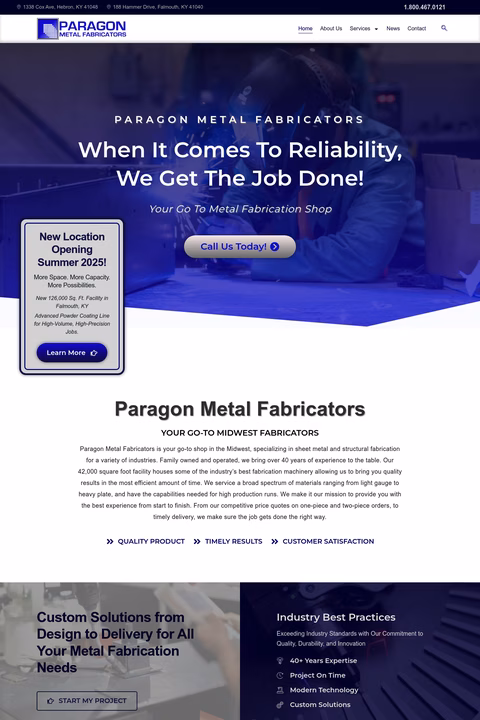 Paragon-Metal-Fabricators Homepage 1440px