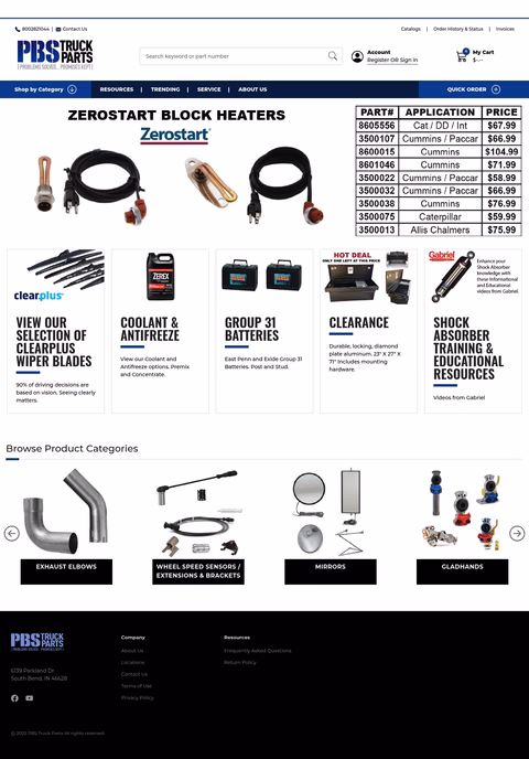 Pbs-Truck-Parts Homepage 1440px