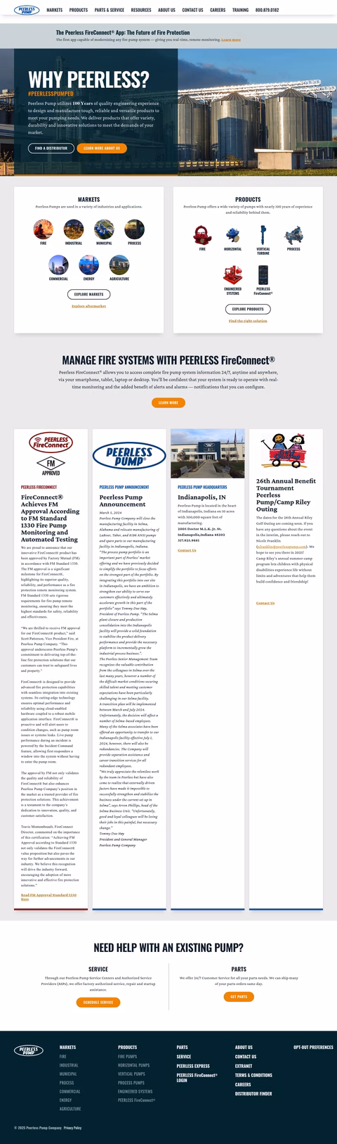 Peerless-Pump Homepage 1440px