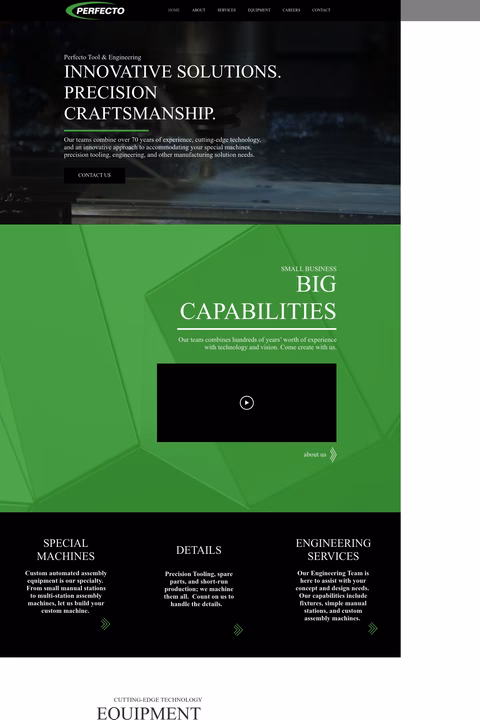 Perfecto-Tool-Engineering Homepage 1440px