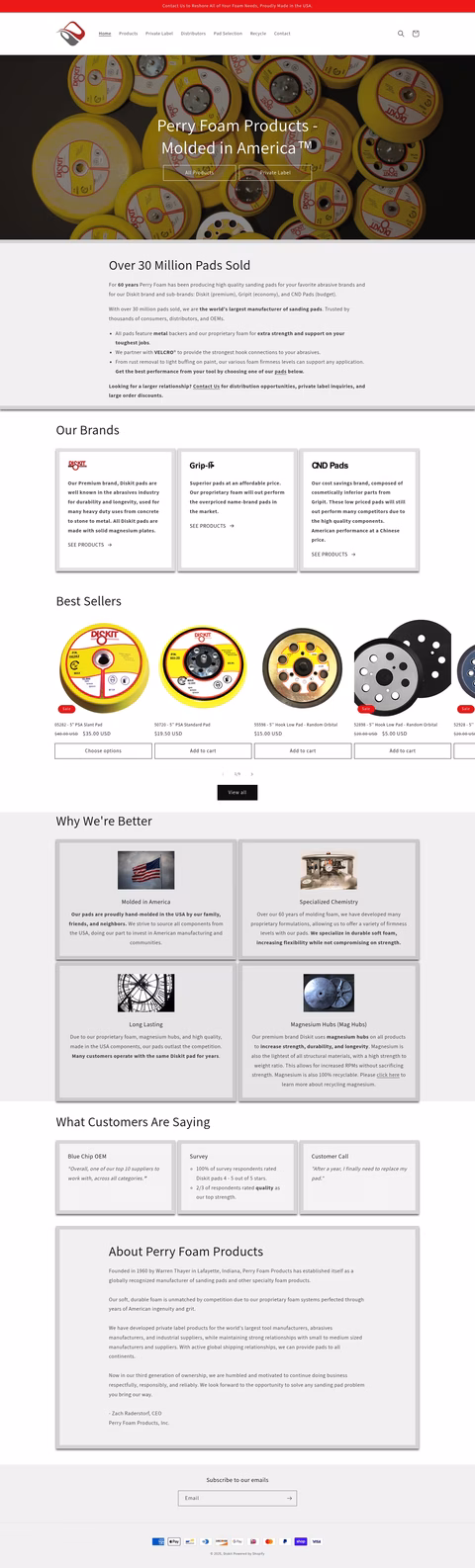 Perry-Foam-Products Homepage 1440px