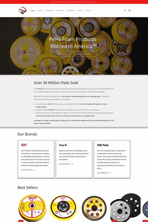 Perry-Foam-Products Homepage 1440px