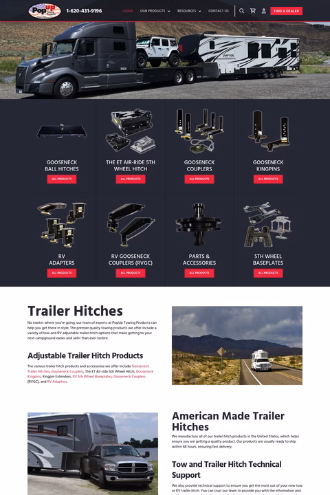 Popup-Towing-Products Homepage 1440px