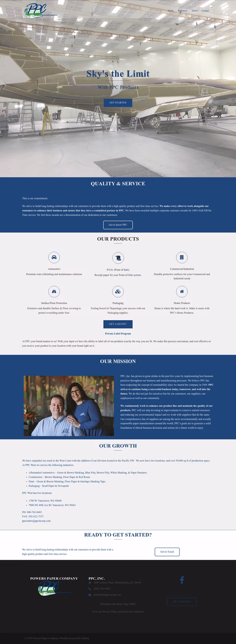 Powers-Paper-Company Homepage 1440px