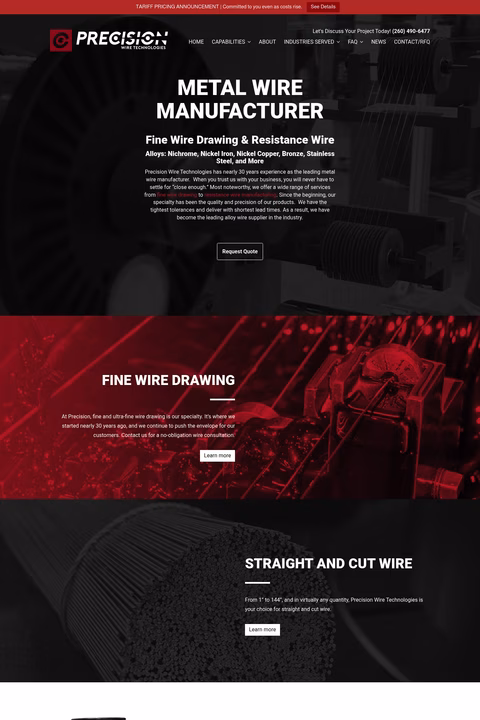 Precision-Wire-Technologies Homepage 1440px