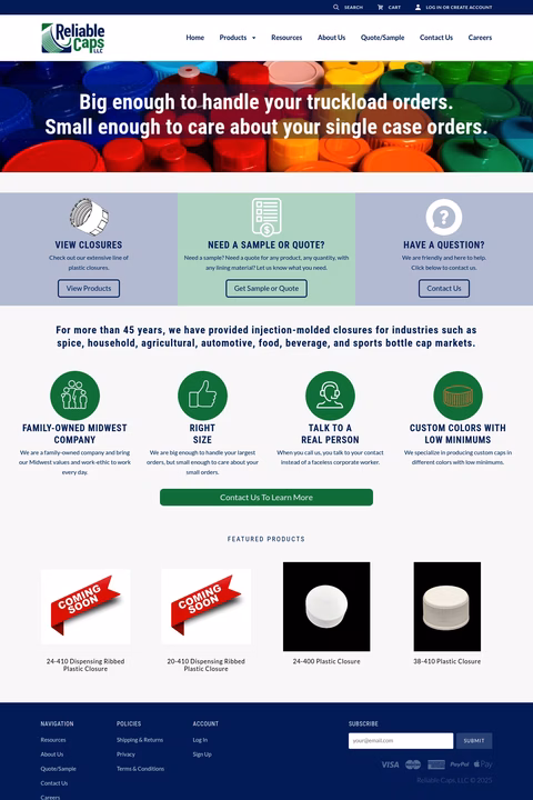 Reliable-Caps Homepage 1440px