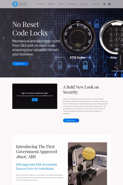 Sargent-Greenleaf Homepage 1440px