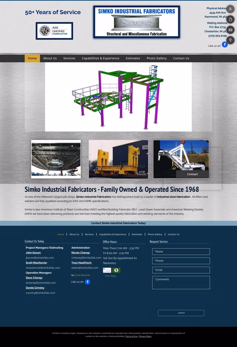 Simko-Industrial-Fabricators Homepage 1440px