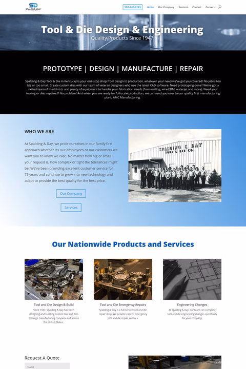 Spalding-Day-Tool-Die Homepage 1440px