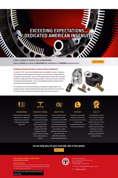 Taurus-Tool-Engineering Homepage 1440px