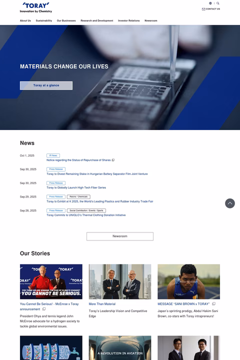 Toray-Industries Homepage 1440px