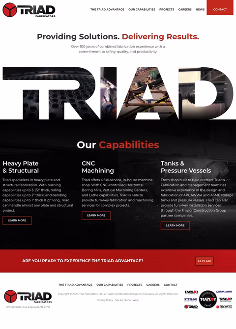 Triad-Fabricators Homepage 1440px