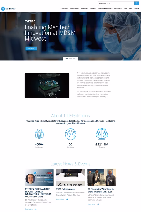 Tt-Electronics Homepage 1440px